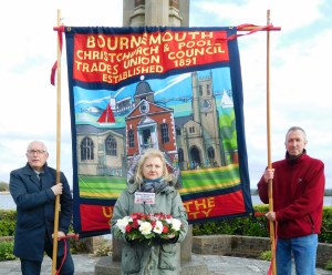 BCPTUC members mark the 2016 Workers' Memorial Day in Poole Park