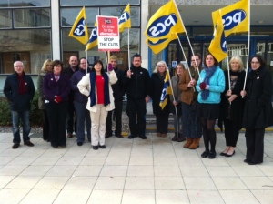 PCS members, supported by the trades council, take a stand against privatisation